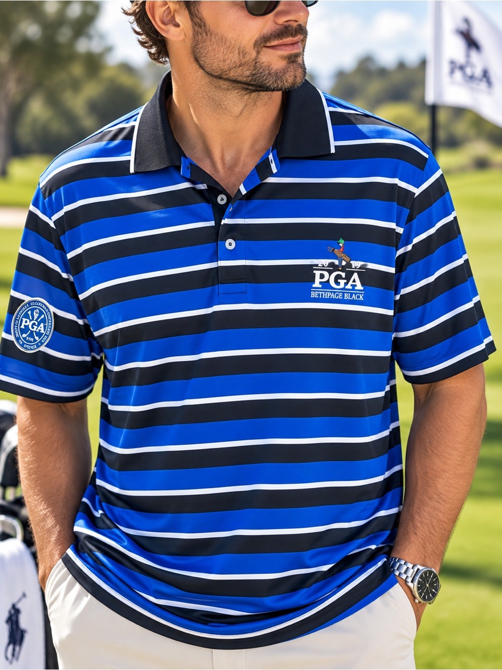Polo Golf Ralph Lauren 2019 PGA Bethpage Black Polo XL Striped #592